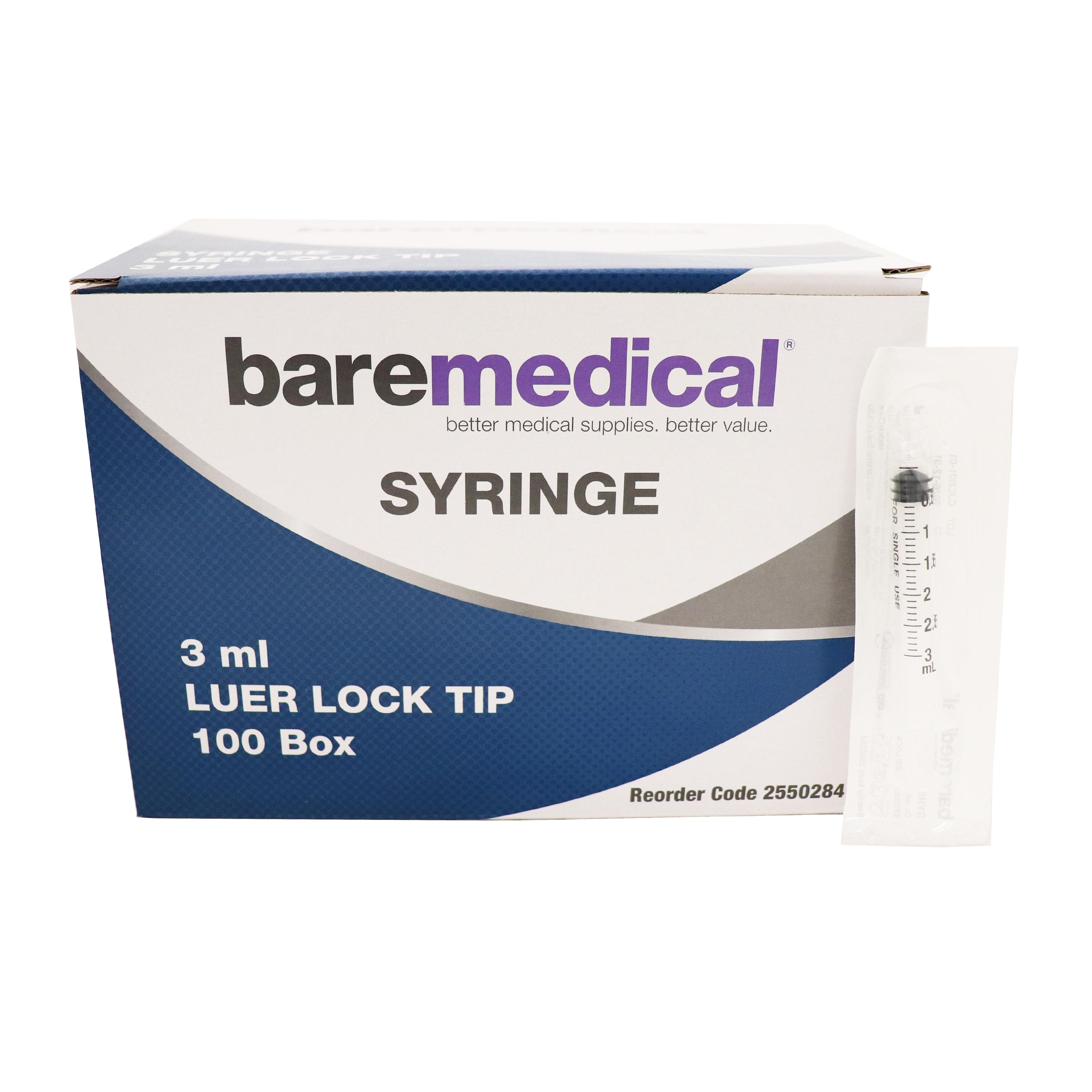 SYRINGE 3ML LUER LOCK TIP baremedical